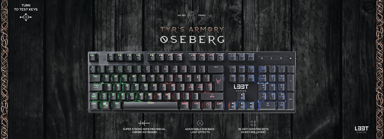L33T Oseberg, Semi Mechanical Gaming Keyboard, RGB (Nordic) - L33T-Gaming .com